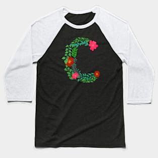 MONOGRAM C FROM LEAVES AND FLOWERS Baseball T-Shirt